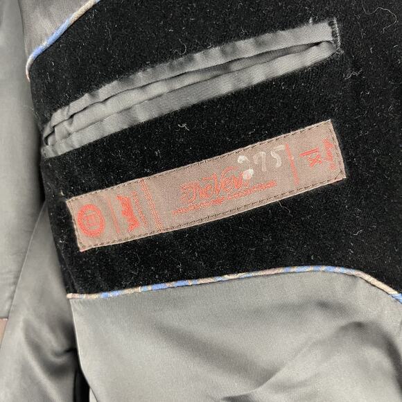 Tre Vero Loro Piana Velvet Blazer Sport Coat Jacket Mens XL 42R Black Peak Lapel - Picture 5 of 16